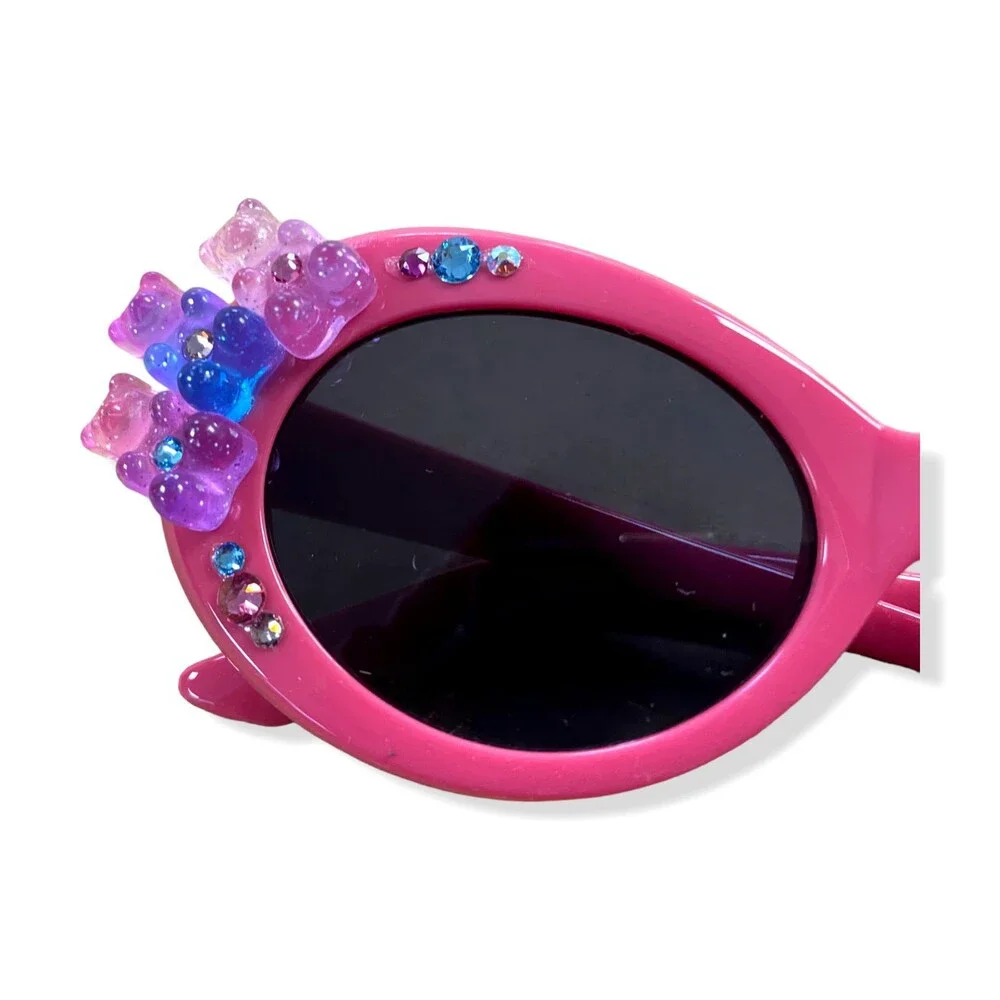 $36 Bari Lynn Girl's Pink Purple Gummy Bear Rhinestones Sunglasses - Onesize